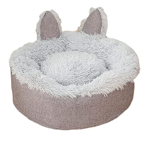 AnsonBoy Warme Hundekatze Bett Haus Teddy Hund Weiche gemütliche Welpen Kennel Nette Ohren Nestmatte Für Hunde Katzen,Grau,75cm