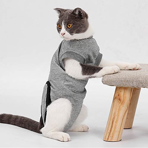 FAMKIT Katzen-Erholungsanzug, Erholungsanzug für Katzen nach Operationen, Alternative E-Halsbandagen, professionelle chirurgische Haustierkleidung Shirts für Bauchwunden und Hauterkrankungen