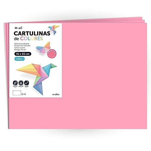 Farbkarton, großer Karton, 50 x 65 cm, Pastellfarben, 180 g, für Bastelarbeiten, kreative Designs und Kunstprojekte · m-office (x125 Blatt, rosa)