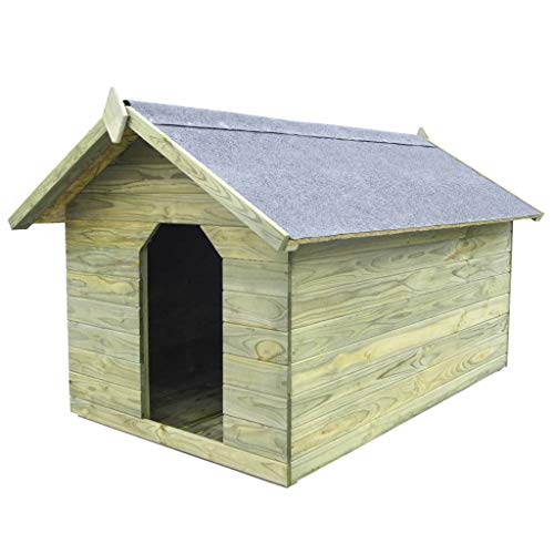 Hundehütte für Hunde, aus Holz, für den Außenbereich, Hundehütte mit wasserdichtem Dach, Hundehütte mit Regendach zum Öffnen mit Belüftung, aus FSC-imprägniertem Holz (104,5 x 153,5 x 94 cm)