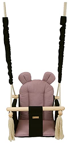 Kinderschaukel Babyschaukel Indoor-Schaukel Hängeschaukel Sitzschaukel Hängesitz (Muster: schwarz, rosa)