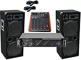 Das PA-SET 50 Power Ibiza Anlage DJ 3Wege 4 x 30 cm Bass USB Musikanlage 3000 W