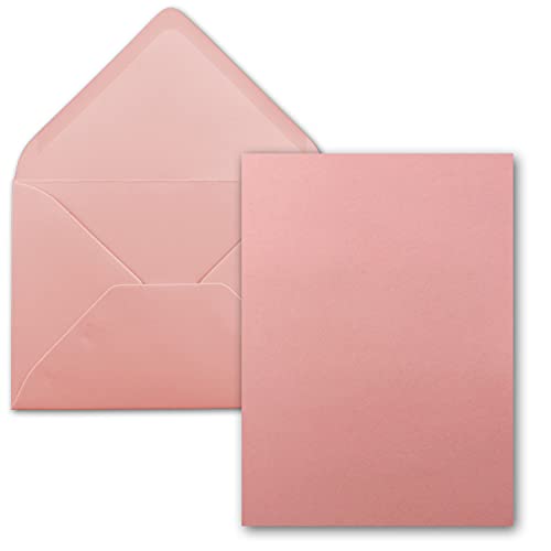 100x Einzelkarten Set mit Briefumschlägen DIN A6 / C6 in Altrosa (Rosa) - 14,8 x 10,5 cm - ohne Falz
