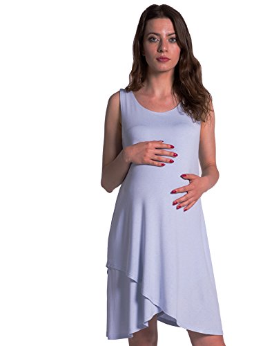 Damen Umstands- Kleid Nursing figurbetonte Midi-Modell Farbe Pastell Blue GR. S …