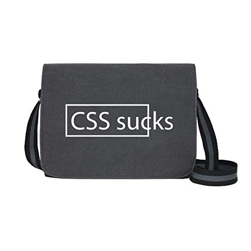 CSS Sucks v2 - Umhängetasche Messenger Bag für Geeks und Nerds mit 5 Fächern - 15.6 Zoll, Schwarz Anthrazit