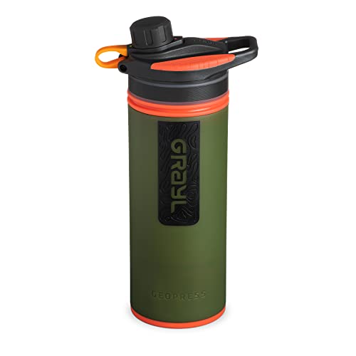 GRAYL GeoPress 24 oz Wasserfilterflasche – Filter für Wandern, Camping, Survival, Reisen (Oasis Green)