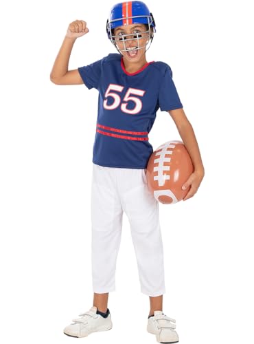 Funidelia | Football Kostüm Quarterback für Jungen Größe 10-12 Jahre ▶ Rugby, Quarterback, American Football, Berufe - Blau