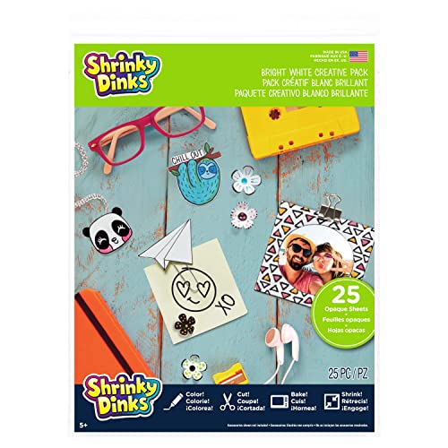 Just Play Shrinky Dinks Kreativ-Set, 25 hellweiße Blätter, Bastelset für Kinder