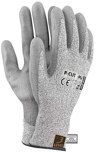 Reis R-CUT3-PU_8 Level3 Schutzhandschuhe, Schwarz-Weiß-Grau, 8 Größe, 12 Stück