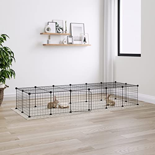 Tier- und Haustierbedarf mit 28 Paneelen für Haustiere, mit Tür, Stahl, 35 x 35 cm, Schwarz