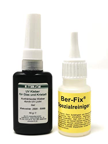Ber-Fix® UV Kleber DER GLASKLEBER 10g niedrigviskos 50mPas spaltfüllend bis 0,10 mm + Reiniger