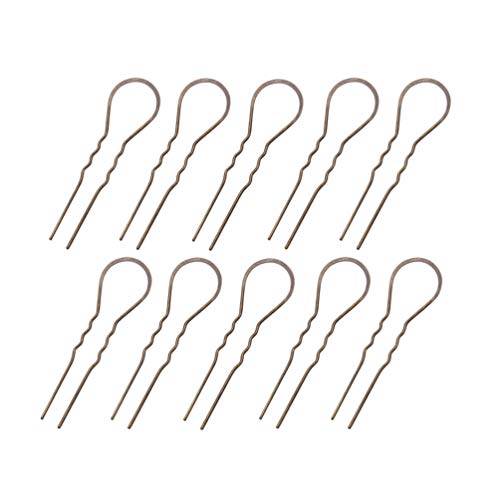 FRCOLOR 10 Stück U-förmige Haarnadeln aus Metall, gewellte Bobby-Pins für Frauen und Mädchen und DIY Kopfschmuck Bronze