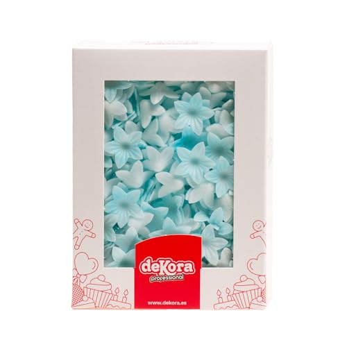 Dekora - 400 Mini Essbare Blumen für Torte aus Esspapier - Essbare Oblaten für Torten aus Esspapier - Tortendeko Essbar Blau - 2 cm Durchmesser