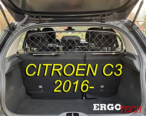 ERGOTECH Trennnetz Trenngitter für Citroen C3 RDA65-XXS, für Hunde und Gepäck. Sicher, komfortabel für Ihren Hund, garantiert!