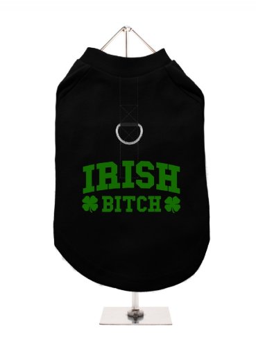 "St. Patrick: Irische Bitch" UrbanPup Hunde T-Shirt (schwarz/grün)