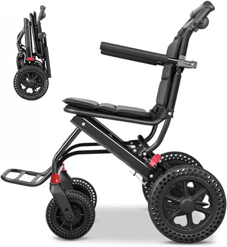 Kleiner Rollstuhl Faltbar Leicht Reiserollstuhl Für Die Wohnung Und Unterwegs, Ultraleicht Rollstühle Mit Bremse, Aluminium