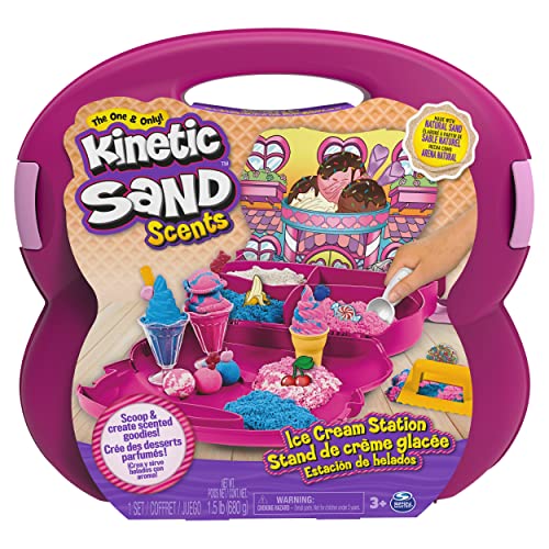 Kinetic Sand Scents Suitcase Eisdielen-Set duftender kinetischer Sand + Zubehör, weiß, pink, blau