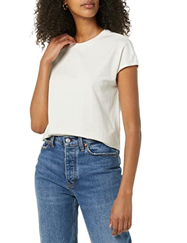Amazon Aware Damen Langes T-Shirt aus Baumwollmodal mit überschnittenen Ärmeln (in Übergröße erhältlich), Haferbeige Meliert, XXL