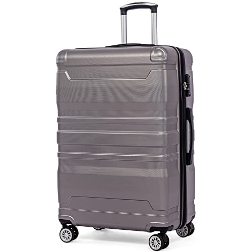 Hartschalen-Handgepäck | Koffer mit TSA-Schloss und Universalrad | Erweiterbar | Seitengriff (Warmes Grau,L-41x26x65 cm)