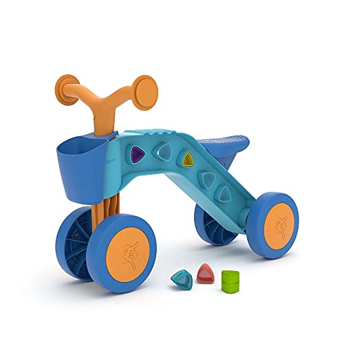 Chillafish ItsiBitsi-Blocks, Laufrad mit Aufbewahrungskorb und Spielblöcken, die in den Rahmen passen, personnalisier deinen Rahmen, für Kinder von 1 bis 3 Jahren, Blau Orange
