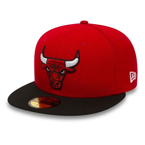 New Era Baseball Cap Mütze NBA Basic Chicago Bulls 59 Fifty Fitted Red Black, 7 1/8
