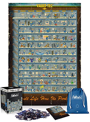 Good Loot Officially Licensed Premium Merchandise Fallout 4 Perk Poster - Puzzle mit 1.000 Teilen und den Maßen 68 cm x 48 cm | inklusive Poster und Tasche | Spiel-Artwork für Erwachsene und Teenager