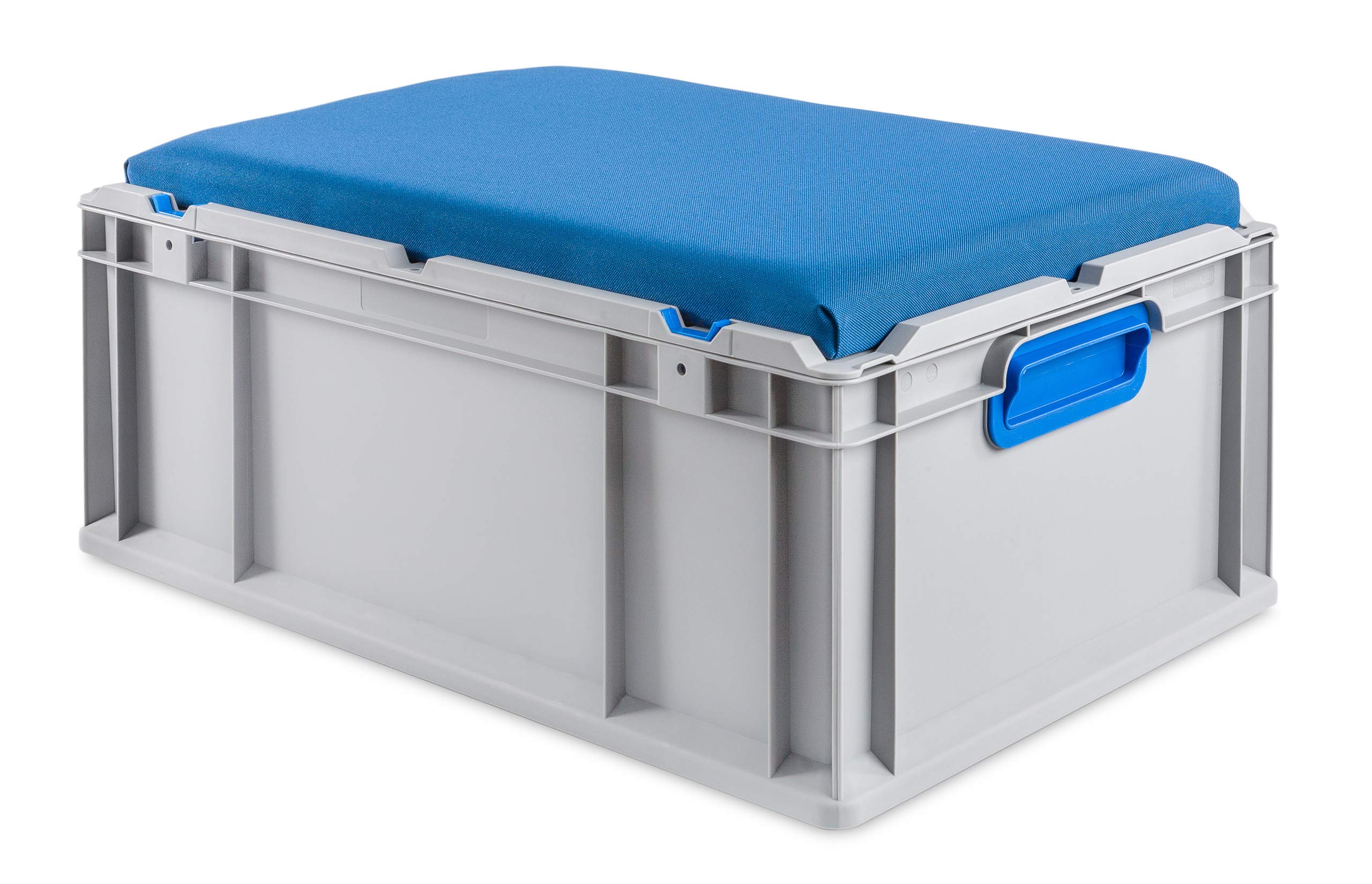 aidB Eurobox NextGen Seat Box, blau, (600x400x265 mm), Griffe geschlossen, Sitzbox mit Stauraum und abnehmbarem Kissen, 1St.