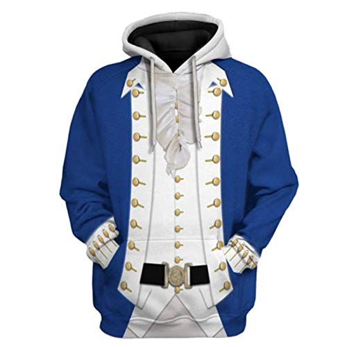 Historische Figur 3D-Druck Kapuzenpullover Colonial King Cosplay Kostüm Armee Uniform Sweatshirt