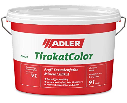 ADLER AVIVA Tirokat-Color - 1 Liter - B29/2 Blaugrau - Wetterbeständige, mineralische Fassadenfarbe auf Wasserbasis. Hochwertige Silikatfarbe für außen