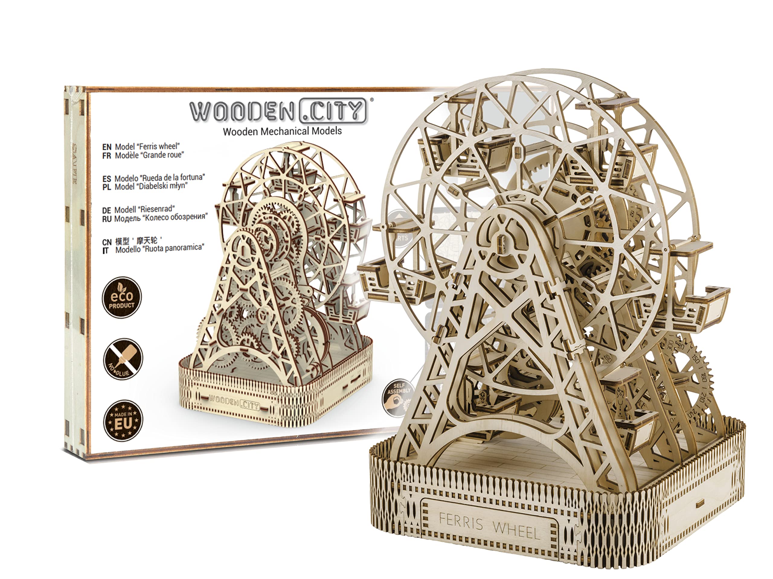 WOODEN.CITY 3D-Holzfunktionsbausätze "FERRIS WHEEL" 3D-Puzzle Zusammenbau ohne Klebstoff