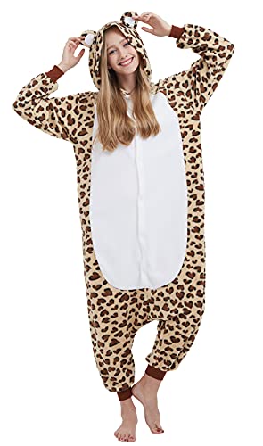Unisex Pyjamas Jumpsuit Tierkostüm Leopardenbär Onesie Damen Herren Karneval Nachtwäsche