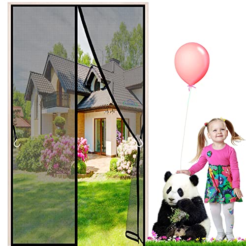 LZHBD DIY Insektenschutz Magnetfenster, 125x200 cm Einfache Installation Halten Sie Insekten/Fliegen/Mücken fern für Balkontür, Kinderzimmer, Schlafzimmer, Hof, Schwarz, Neuste Version
