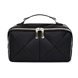 LYEAA Damen-Kulturbeutel-Handtasche – Diamant-Gitter-Make-up-Organizer-Tasche für Reisen und Business