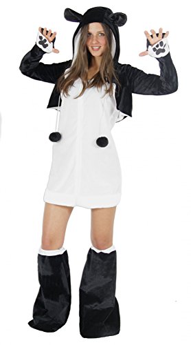 Foxxeo Panda Bär Kostüm für Damen Tierkostüme sexy Kleid für Karneval und Fasching Erwachsene Größe L