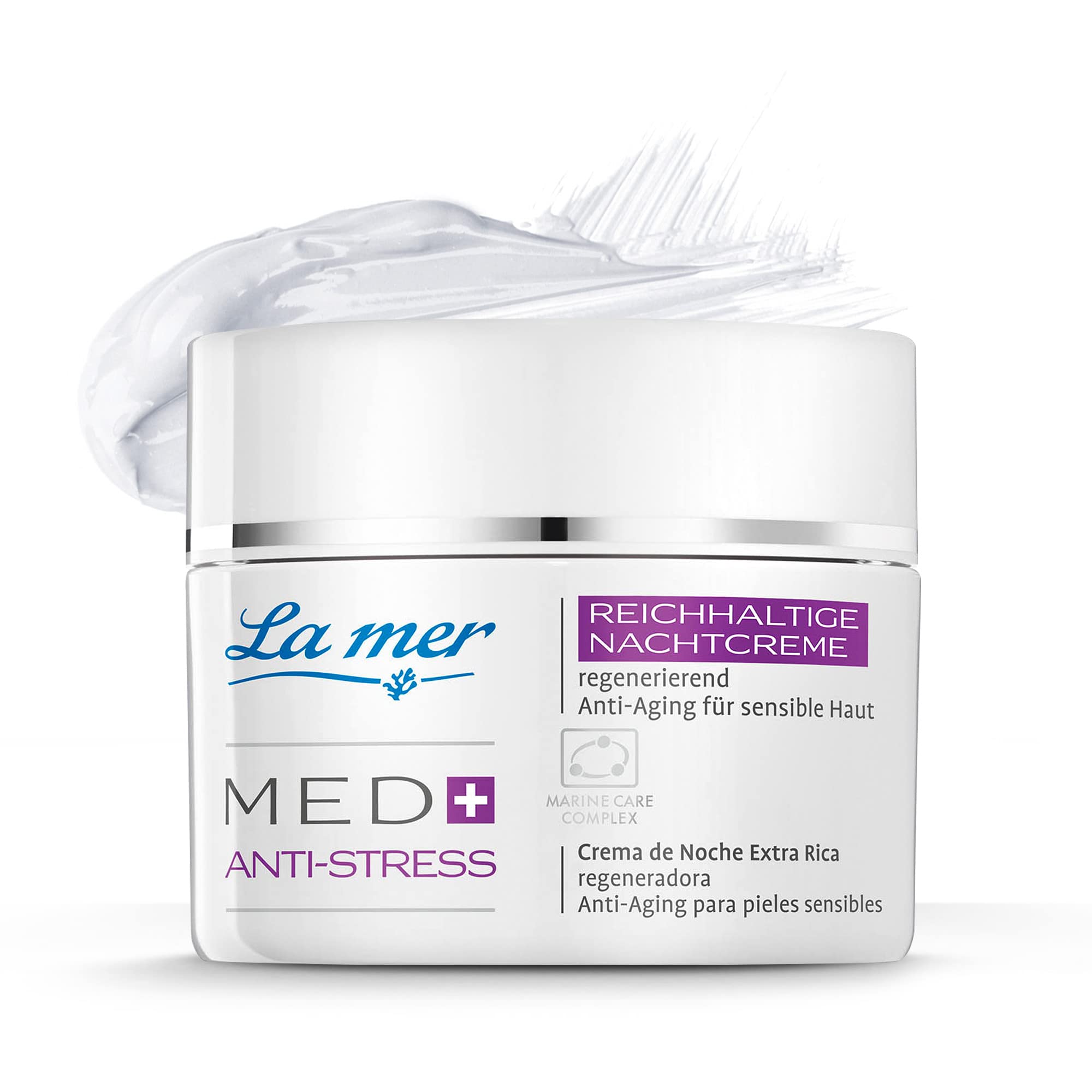 La mer MED+ Anti-Stress Reichhaltige Nachtcreme - Gesichtscreme mit Vitamin A und E & Sheabutter - Schützt gegen schädliche Umwelteinflüsse - Für gestresste und irritierte Haut - 50 ml