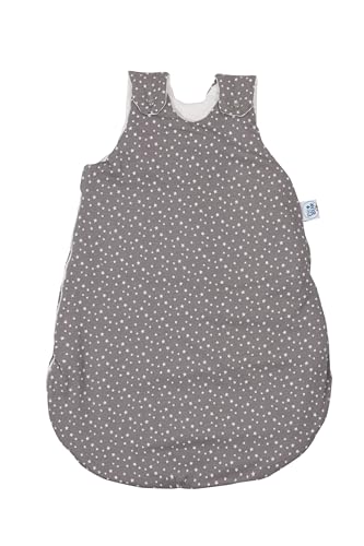 pic Bear Premium Babyschlafsack aus Jersey-Baumwolle – Atmungsaktiv, Mitwachsend und für Ganzjahres-Nutzung mit verstellbaren Größen (little stars grey, 50/56)