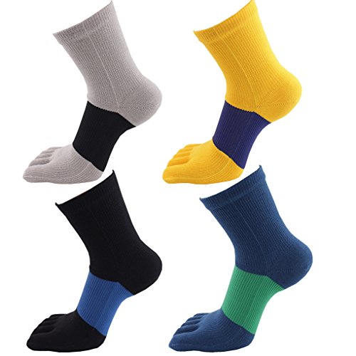 Evedaily Herren Socken Zehensocken Baumwolle Socken für Sport und Freizeit 4 Paar JZMZ1688008