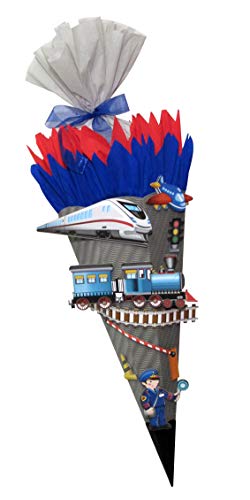 Schultüte Bastelset Eisenbahn/Zug - Zuckertüte - aus 3D Wellpappe, 68cm hoch
