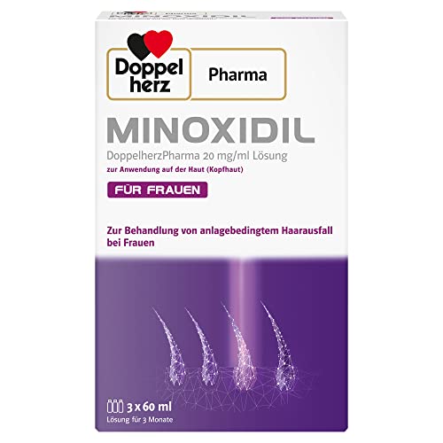 MINOXIDIL DoppelherzPharma 20 mg/ml Lösung zur Anwendung auf der Haut – Arzneimittel zur Behandlung von anlagebedingtem Haarausfall bei Frauen – 3x 60 ml