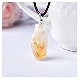 HONGYAN Natürliche Citrin-Punkt Stein Anhänger Kristall Halskette Rohe Kristalle Stein Quarz for Männer Frauen Mineral Schmuck DIY Geschenk anhänger Necklace (Color : Citrine Point, Size : 1Pc)