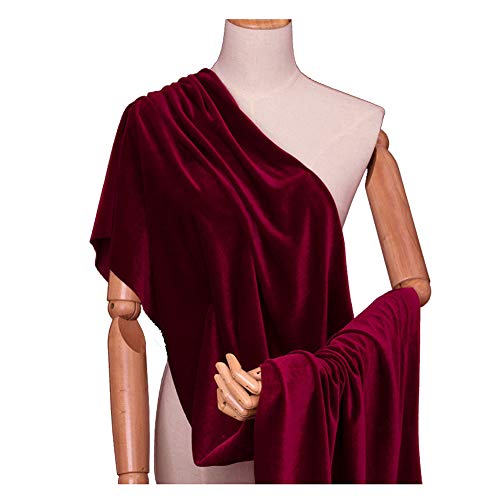 JIXITA Samt Stoffe Stretch Samtstoff Meterware 160cm Breit zum Nähen von Kunsthandwerk, Bekleidung, Kleid, Rock, Kostüme, Schneiderei, Wohnkultur, 4-Wege-Stretch(Color:burgundy10)