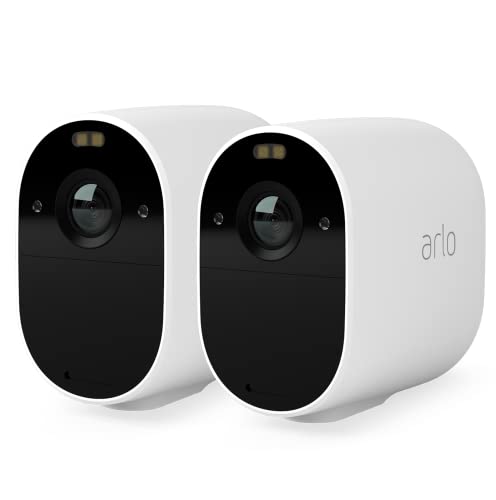 Arlo Essential Spotlight WLAN Überwachungskamera aussen, 2er Set, kabellos, 1080p, Farbnachtsicht, Bewegungsmelder, 2-Wege Audio, kein Hub benötigt, mit 90-tägigem Secure Plan Testzeitraum