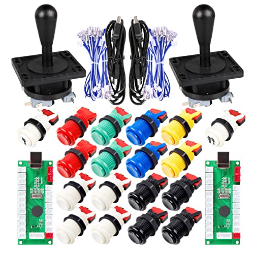 Arcade Game DIY Teil für Mame USB Cabinet 2x Nullverzögerungs USB Encoder auf Ihren PC Spiele + 2x 8 Wege Joystick + 18x Arcade Push Button (einschließlich 1P / 2P Start-Tasten) Multiple Color Kits