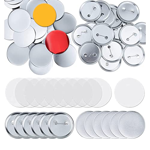 MRNHA 100 Sets Runde Knopfteile -HerstellungszubehöR 58 Mm Metallknopf-Abzeichen-Kits, Pin-Back-Button-Teile