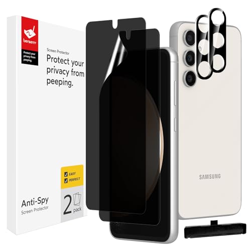 bersem [2+2 Pack Privacy Displayschutzfolie für Samsung Galaxy S23 FE, 6,4 Zoll mit Panzerglas Kamera Objektivschutz, Anti-Spy Flexible TPU Folie, Einfache Installation