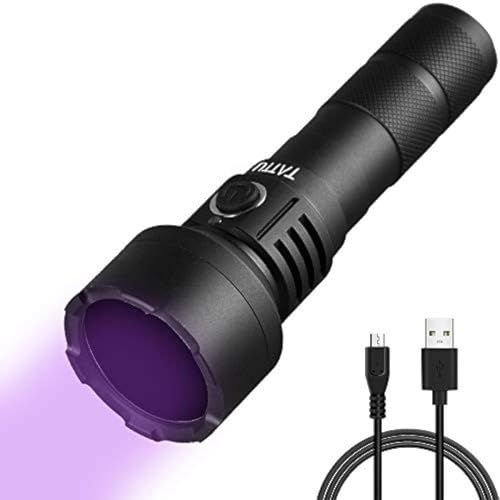 TATTU U2S UV Taschenlampe Wiederaufladbare 365nm Schwarz Licht mit ZWB2 Filter, 10W Schwarzlicht LED Lampe mit Micro USB Ladekabel