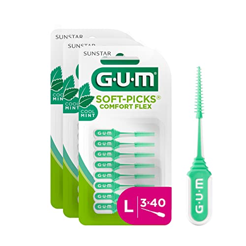 GUM Soft-Picks Comfort Flex Mint Interdentalreiniger | Erfrischender Minzgeschmack | Zahnreinigung und Zahnbelagentfernung | Größe L | 3 x 40 Stück
