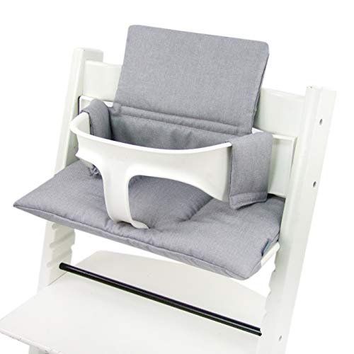 BAMBINIWELT Ersatzbezug Bezug Sitzkissen Kissen-Set Sitzverkleinerer kompatibel mit STOKKE Tripp Trapp für Hochstuhl-Kinderstuhl ORG. MELIERT (meliert hellgrau ORG.)