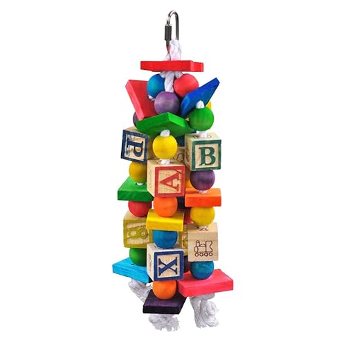 A&E Cage Company HB46360 Happy Beaks The ABC Blocks Assorted Bird Toy, 6 by 12"