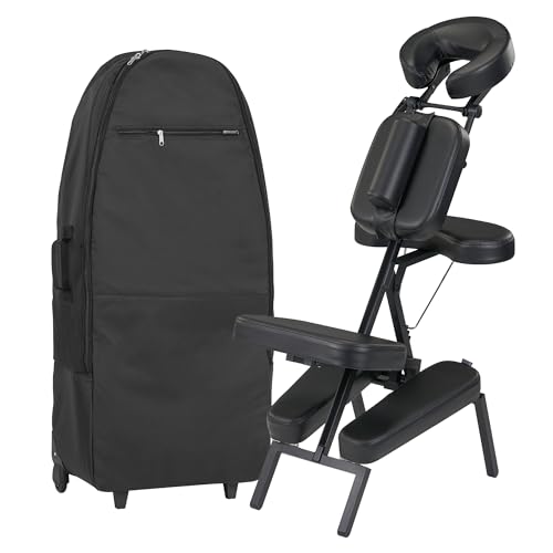 Master Massage Apollo Massagestuhl zusammenklappbar, transportabel und leicht mit Extra großem Sitz in Schwarz